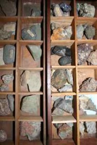 Mineral specimen case built by Thoreau from scrap mahogony