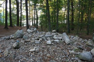 Heap of stones just east of Thoreau's house site, nearly all of which were dropped one at a time by separate visiting pilgrims